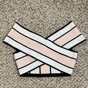 Like new Gianni Bini striped bandage off the shoulder crop top - 2000’s vibes